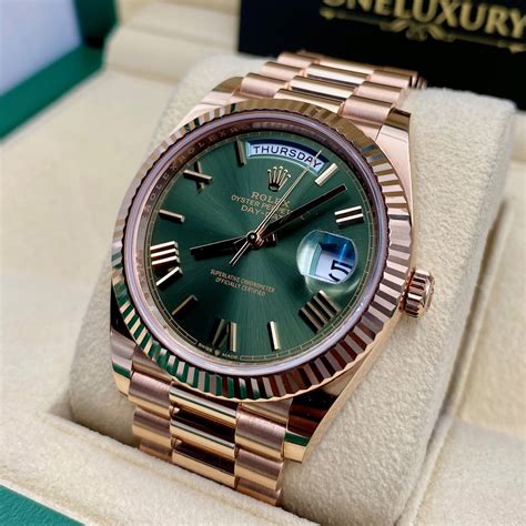 rolex olive green rose gold|rolex day date 40mm.